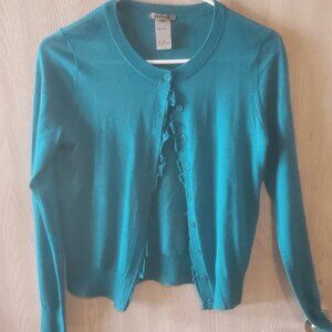 Jigsaw Blue Button-Up Wool Top Size S